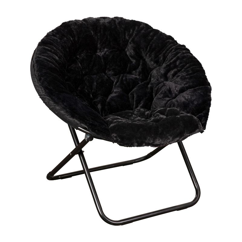 Flash Furniture Gwen 38" Oversize Portable Faux Fur Folding Saucer Moon Chair for Dorm and Bedroom, 1 of 12