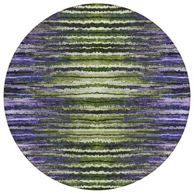 Purple Lilac And Lavender Striped Washable Indoor Outdoor Area Rug