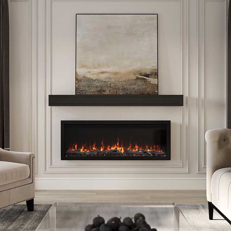 Modern Ember Lotta Wood Fireplace Mantel Shelf With Picture Frame Details, 4 of 8