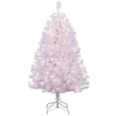 4.5ft Pre-lit Artificial Christmas Tree White Newcastle Fir : Target