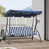 Resenkos 3-Seater Swing Set With Steel Frame, Outdoor Patio Swing, Cushioned Armrests, Large Canopy, - 3 of 4