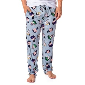 Seven Times Six Jojo's Bizarre Adventure Men's Chibi Character Adult Lounge Pajama Pants Blue - 1 of 4