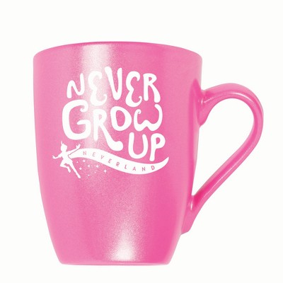 Elanze Designs Never Grow Up Neverland 10 ounce New Bone China Coffee Tea Cup Mug, Princess Pink