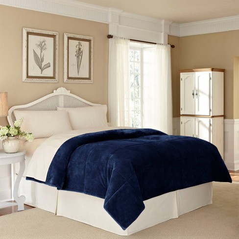 Twin PlushLux Bed Blanket Midnight Blue Vellux