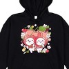 MiMi & Neko Mimi and Neko on Pink hood with fruits and flowers on Black Adult Cat Hoodie - 2 of 3