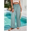 Women's Casual Flowy Pleated Loose Wide Leg Pants Lightweight High Elastic Pleated Waist Trouser with Pockets - 2 of 4