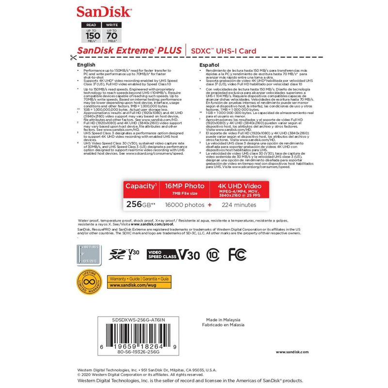 SanDisk Extreme PLUS 256GB SD, 3 of 4