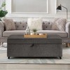 Lyngins Modern Large Sofa Storage Ottoman with Wheels, Linen Fabric Storage Bench, Couch Ottoman with Storage, Work as Coffee Table, 400 lbs Capacity - 2 of 4