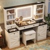 JUJABU 61.5" Farmhouse Vanity Table with Mirror, 5 Drawers, 4 Cabinets and Cushioned Stool for Bedroom - 4 of 4