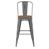 Emma and Oliver Clear Coated Metal Stool with Backrest and Polyresin Seat for Indoor Use Only - 3 of 4
