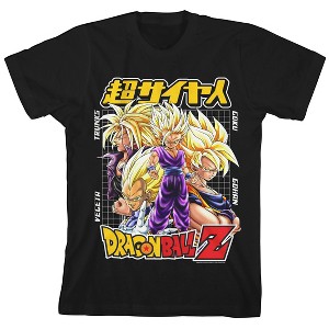 Dragon Ball Z Super Saiyan Character Group Boy's Black Crew Neck Short Sleeve T-shirt - 1 of 3