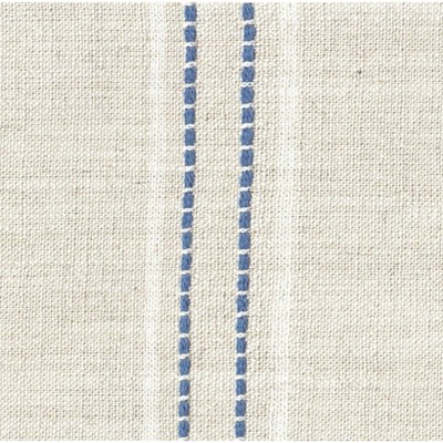 Blue and White Striped Upholstered Wood Counter Stool