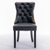 DOMETOUR 2 Pcs High-end Tufted Modern Upholstered Dining Chair PU and Velvet with Wood Legs Nailhead Trim - 3 of 4