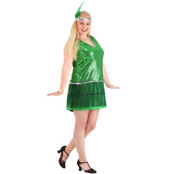 HalloweenCostumes.com Women's Plus Size Emerald Flapper Halloween Costume