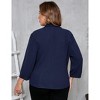 Coolmee Women Plus Size Casual Open Front Three-Quarter Sleeve Work Office Cardigan Blazer Jackets - 3 of 4