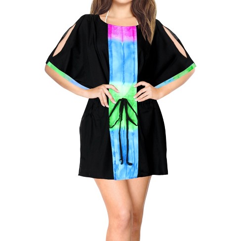 LA LEELA Women's Summer Bathing Suit Cover Ups Holiday Beachwear Mini Swim Suit Loose Beach Dress Mini Swim Shirt - image 1 of 4