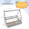 Costway Twin Size House Bed with Roof Safety Guardrail 2 Storage Drawers Wood Slat Support Gray - 3 of 4