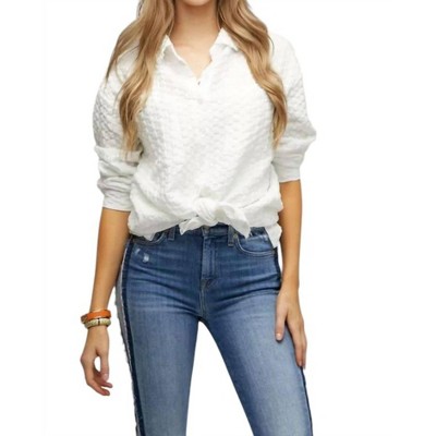 Women's Curvy Textured Button Down Shirt - DAVI & DANI