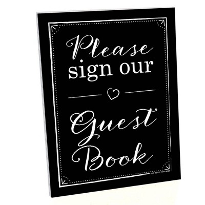 Big Dot of Happiness Guest Book Sign - Printed on Sturdy Plastic Material - 10.5 x 13.75 inches - Sign with Stand - 1 Piece