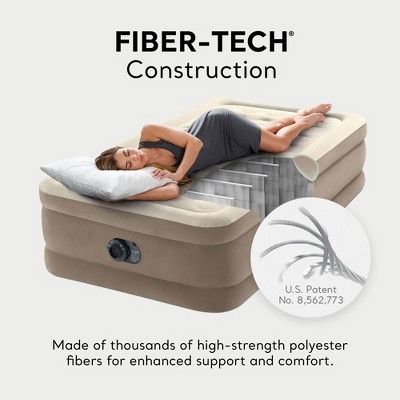 Twin Off-White Raised Air Mattress with Built-In Pump