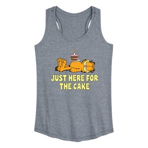 Women's - Garfield - Just Here For Cake Graphic Racerback Tank - 1 of 4