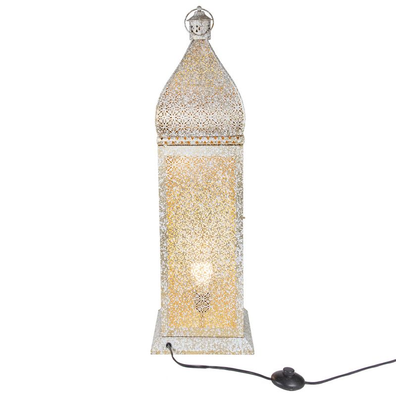 Northlight 30.5" White and Gold Moroccan Style Lantern Floor Lamp, 4 of 5