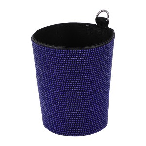 Unique Bargains Car Trash Can Portable Air Vent Rhinestone Faux Leather Trash Bin Blue 1 Pcs - 1 of 4