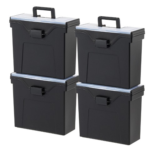 IRIS USA 4Pack Portable Lockable Letter File Box with Handle, File  Organizer, Clear