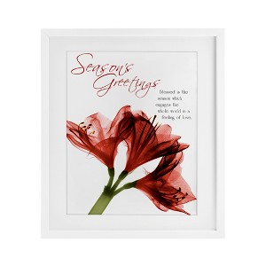 Stupell Industries Season's Greetings Holiday Amaryllis Framed Print Under Glass Art - 1 of 4