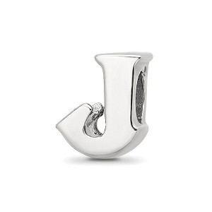 Black Bow Jewelry Sterling Silver Letter J Polished Bead Charm, 10mm - 1 of 4
