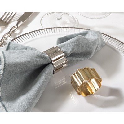 Gold Classic Round Design Napkin Rings Set of 4