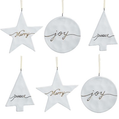 Sullivans Set of 6 Star, Tree, & Circle Ornament Kit 3.75"H, 4.25"H & 4"H White and Gold