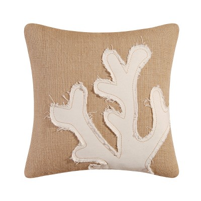 C&F Home Coral Burlap Embroidered Pillow