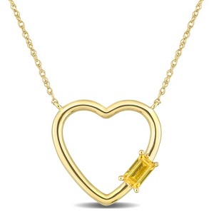 EVERLY JEWELRY | 10K Gold 1/2 CT TGW Gemstone Open Heart Necklace, 17 inch-Multiple Metal and Gemstone Color Options - 1 of 4