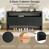 Okak 60" Modern Sideboard Buffet, Solid Wood Storage Cabinet with 4 Doors & Open Shelf for Dining Room Living Room Entranway - 2 of 4