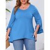 Plus-Size-Tops for Women Flowy Pleating V Neck Shirts Cute Ruffle 3/4 Length Sleeve Tunics Dressy Casual Blouses - 3 of 4