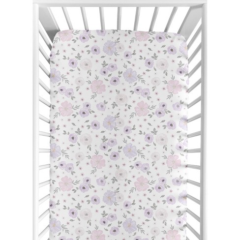 Purple floral crib store sheet