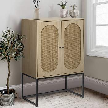 Arina Natural Rattan 2 Door High Accent Cabinet with Adjustable Shelf - Maison Boucle
