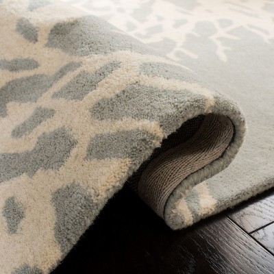 Bella 2' x 3' Gray and Ivory Hand-Tufted Wool Area Rug