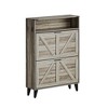 Farmhouse Shoe Cabinet with 2 Flip Drawers – Narrow Freestanding Shoe Organizer with Metal Legs for Entryway, Foyer, Hallway - 3 of 4