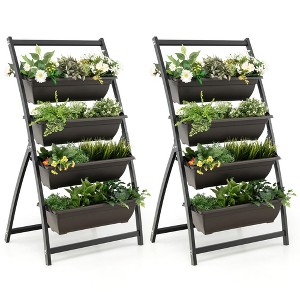 Costway 2PCS 4 FT 4-Tier Vertical Raised Garden Bed Elevated Planter w/4 Container Boxes - 1 of 4