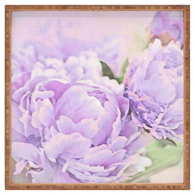 Lisa Argyropoulos Lavender Peonies Square Tray - Purple - Deny Designs