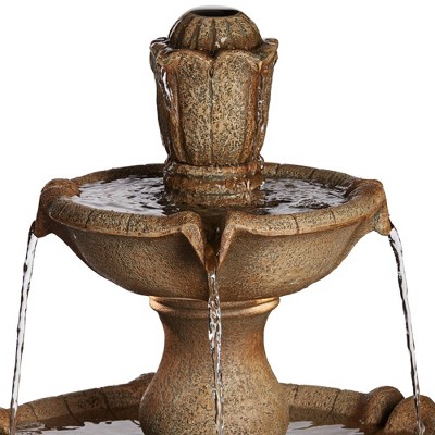Arosco Sand Stone 3-Tier Outdoor Water Fountain with LED Light