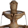 John Timberland Modern Rustic Outdoor Floor Water Fountain 43" High with Light LED 3-Tiered Resin for Garden Patio Yard Deck Home - image 3 of 4