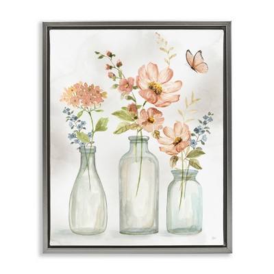 Stupell Industries Butterfly & Pink Florals, 25" x 31"