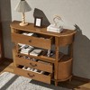 Mshliw Retro Curved Wood Console Table with 3 Drawers Storage Shelf and Solid Wood Legs Entryway Sofa Table for Living Room Hallway - 3 of 4
