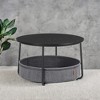 Round Coffee Table with Metal Frame, Modern Style Center Table for Living Room with Storage and Fabric Basket - 3 of 4