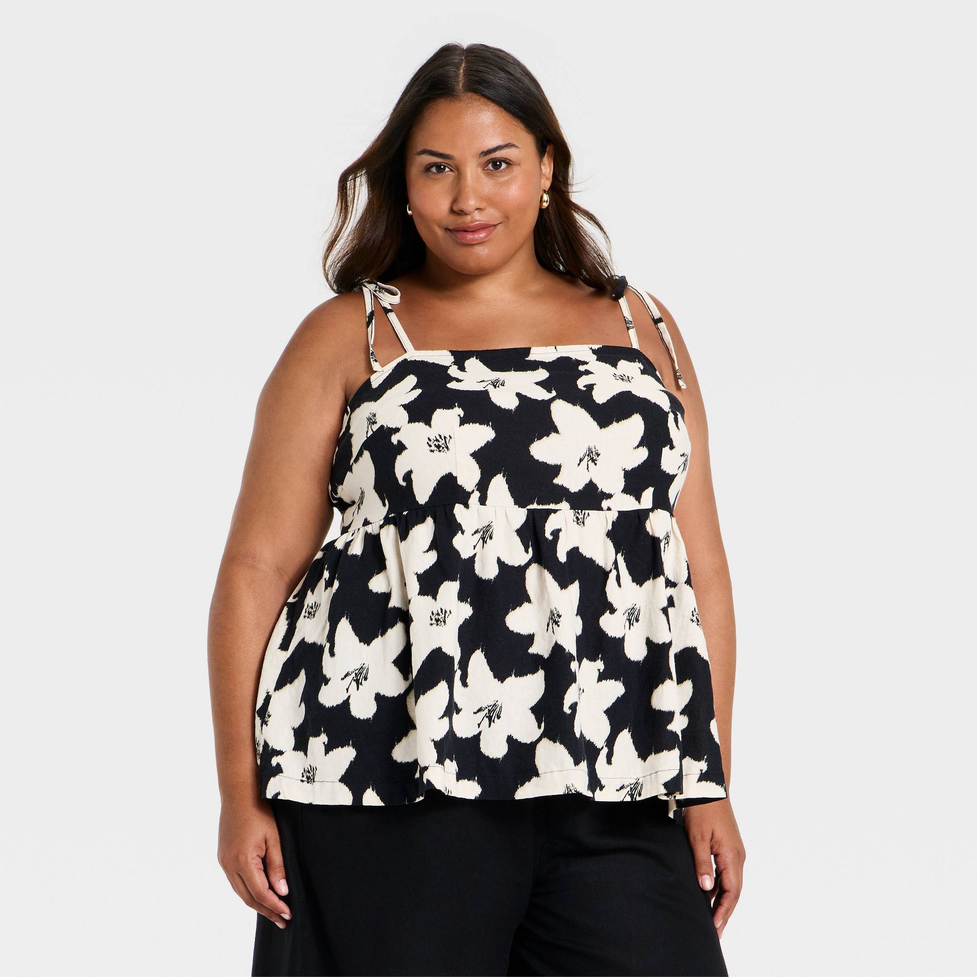 Women's Tie Strap Babydoll Tank Top - Ava & Viv™