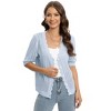 Womens Short Sleeve Knit Cardigan Sweater Summer Casual V Neck Button Down Crop Bolero Shrug Lightweight Crochet Tops Outwear - 4 of 4