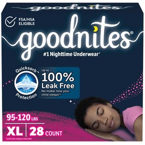 Goodnites Girls' Nighttime Underwear - (Select Size and Count) - 1 of 4